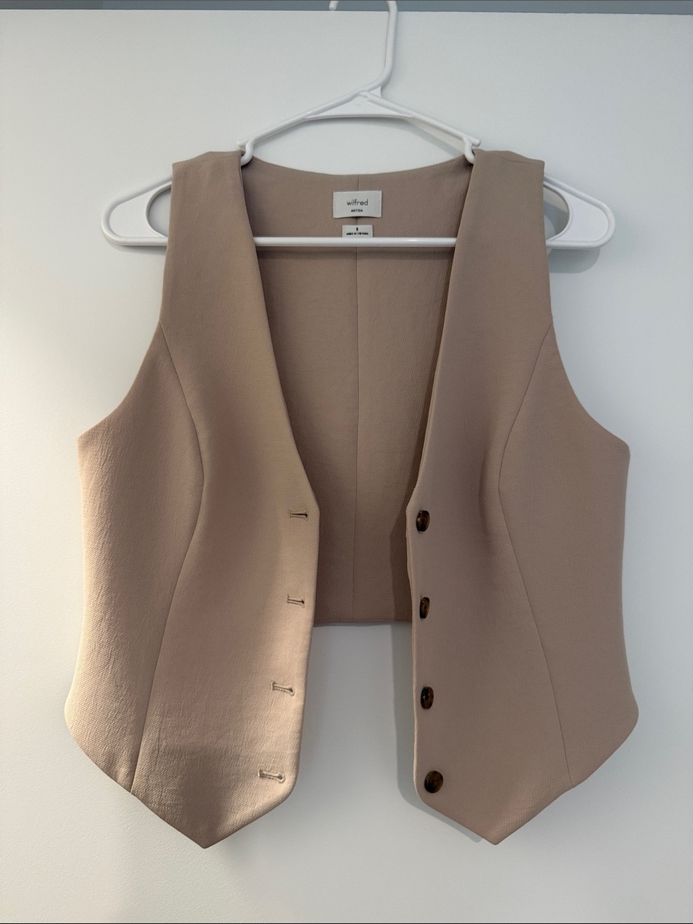 Wilfred Neutral Beige Tailored Button Vest